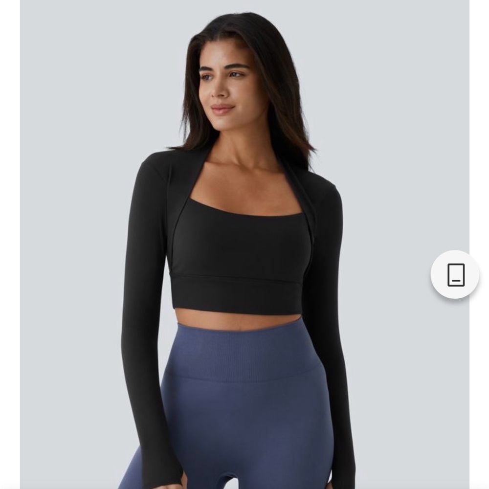 SoftlyZero™ Plush Long Sleeve Thumb Hole 2-in-1 Cropped Yoga Sports Top